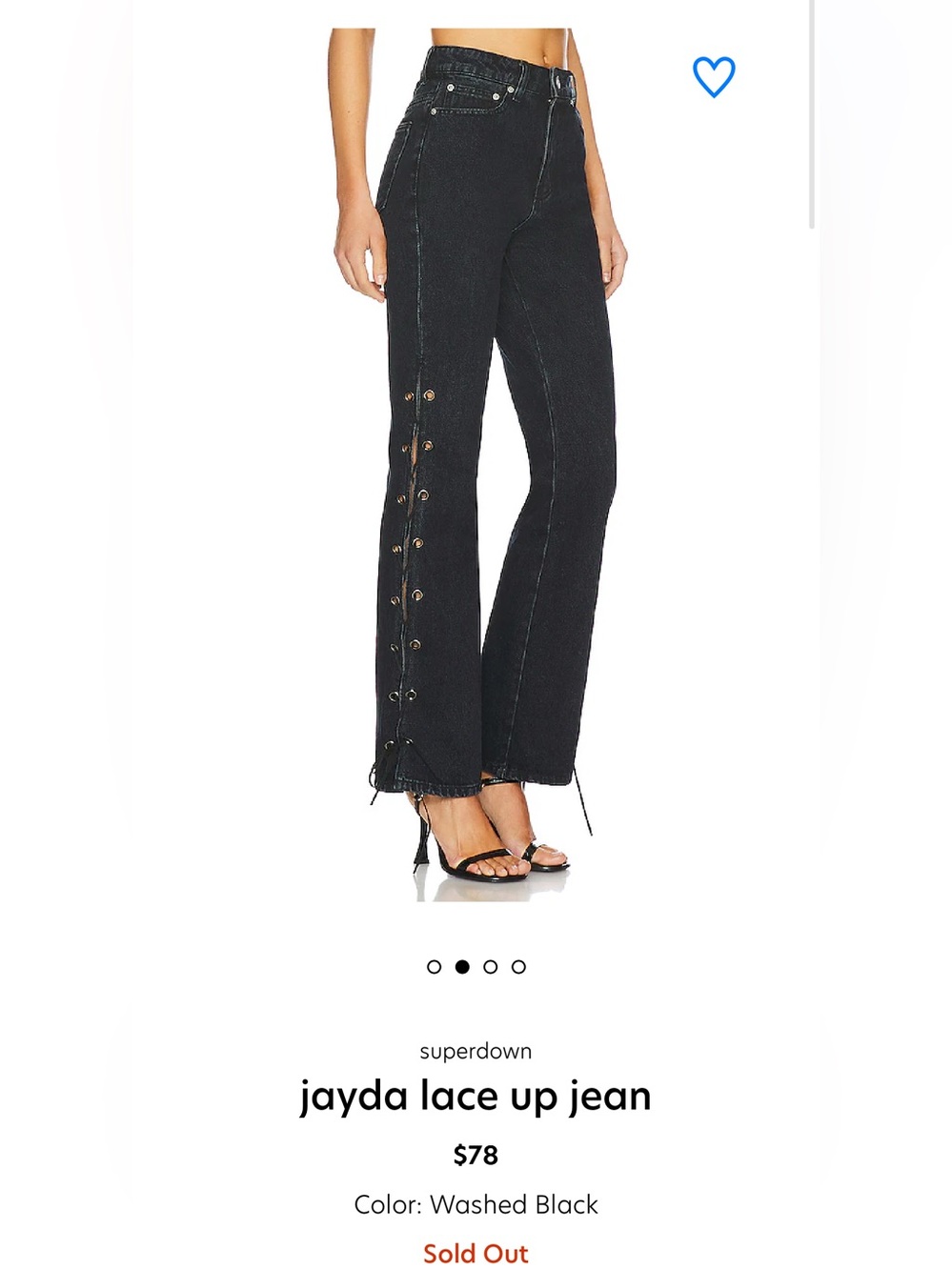 superdown Jayda Lace-Up Wide Leg Jean in Washed Black